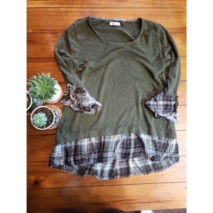 3/4 Sleeve Dress Shirt with Flannel Cuffs